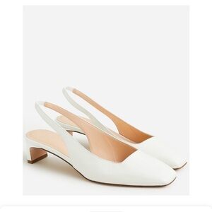 J Crew Layla Elegant White Leather Slingback Kitten Low Heels 8.5